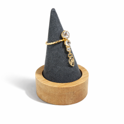 Cono per anello in legno e similpelle grigio antracite