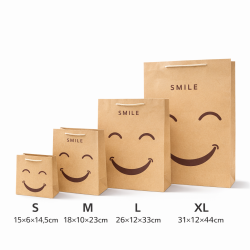 Pacchetto completo di sacchetti di carta kraft con smiley "Zen &amp; Happy" - Formato XL in omaggio