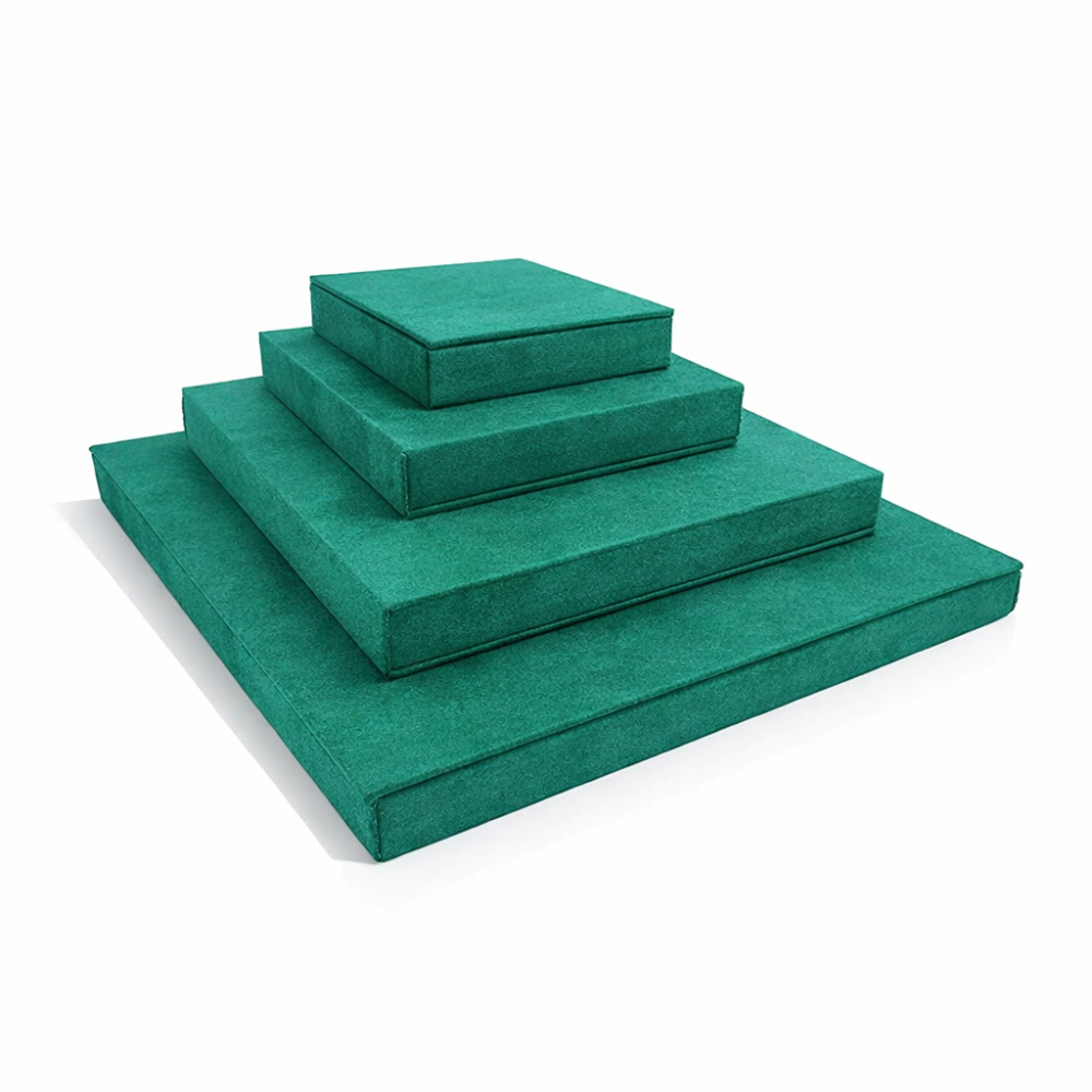Set di 4 volumi quadrati in similpelle verde smeraldo