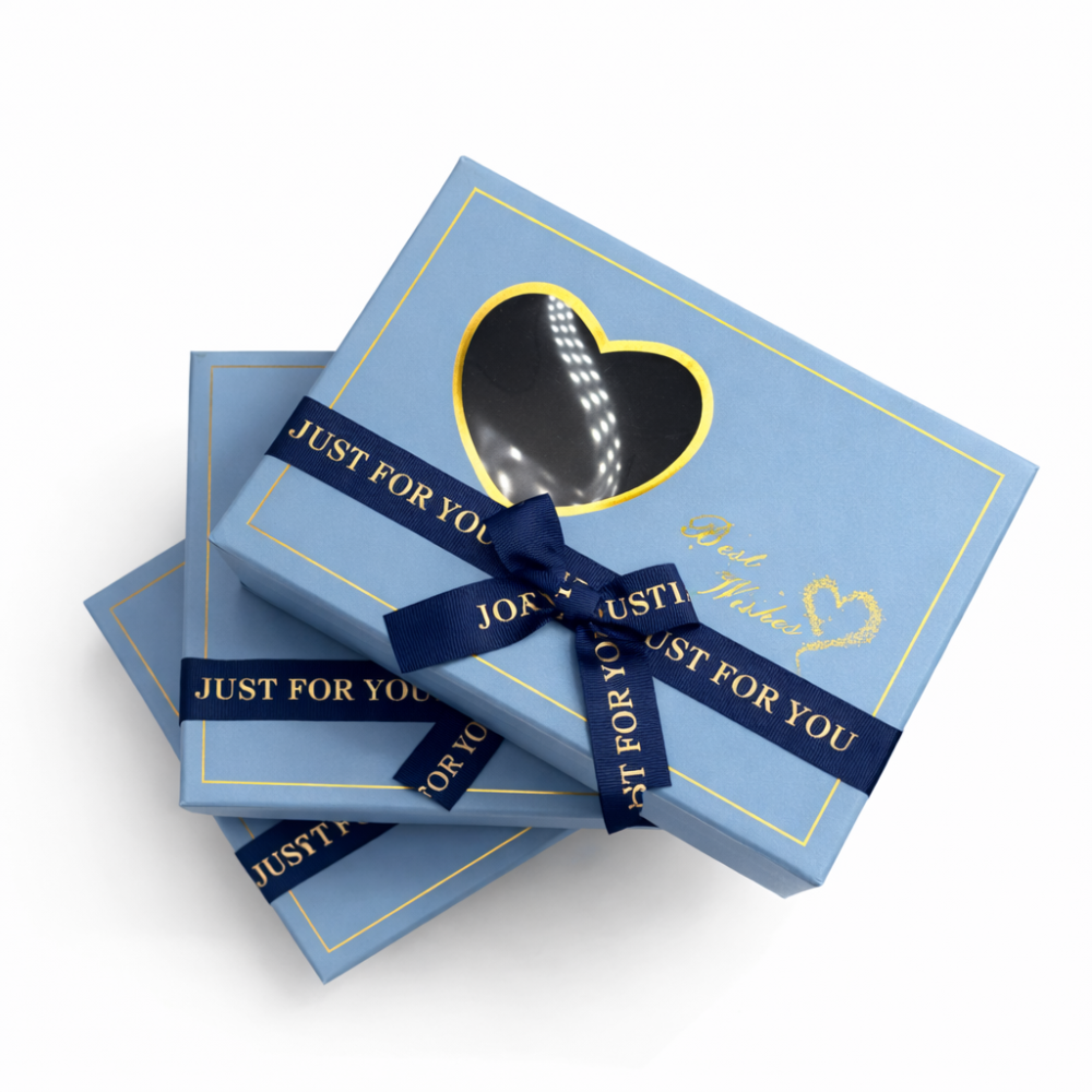 Trio di scatole regalo con cuore azzurro cielo - Scatolina in OMAGGIO