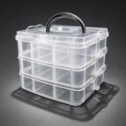 Piccola scatola in plastica per riporre materiale scolastico