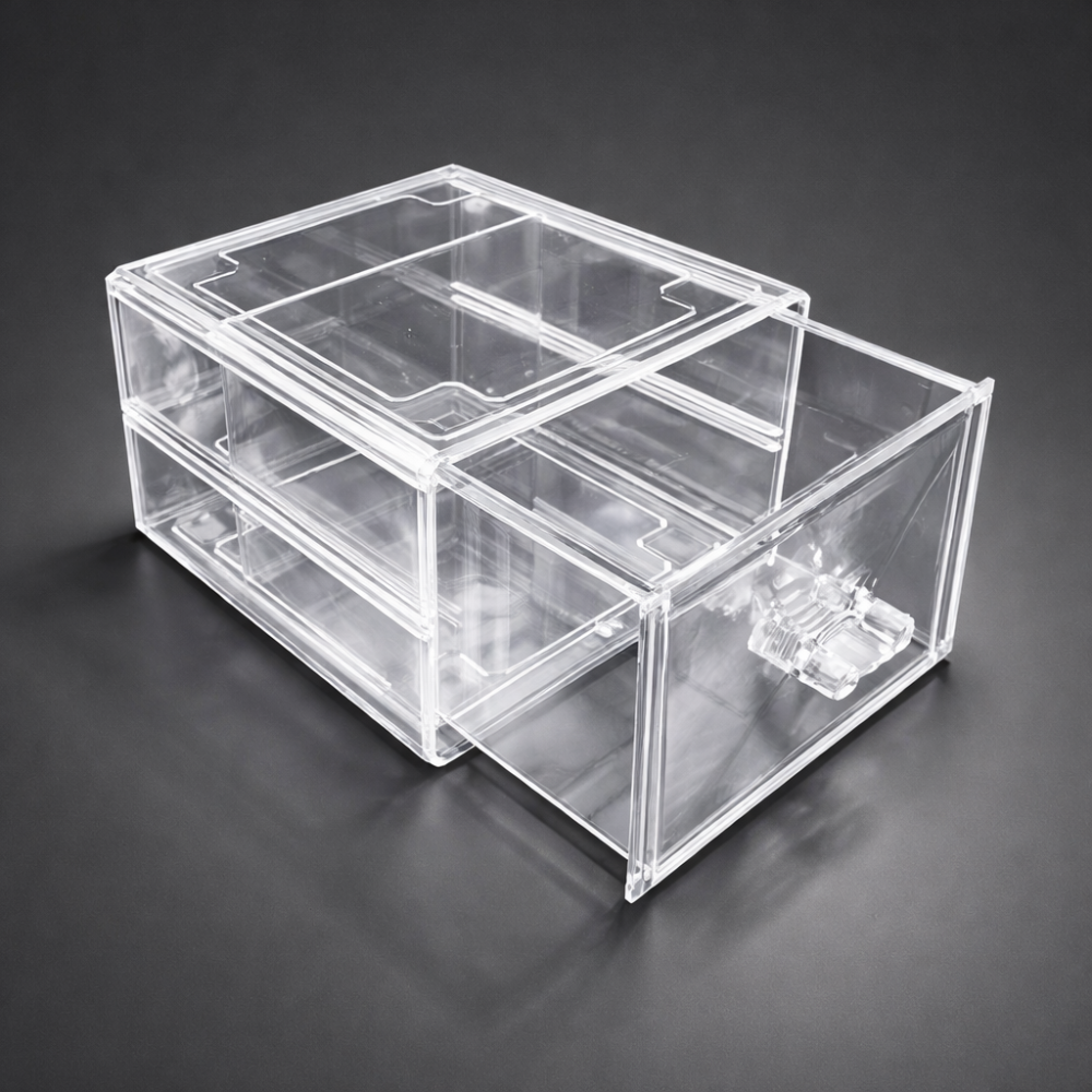 Contenitore per cosmetici con 1 cassetto, contenitore in plexiglass impilabile