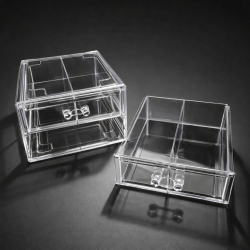 Contenitore in plexiglass impilabile a 2 cassetti con scomparti