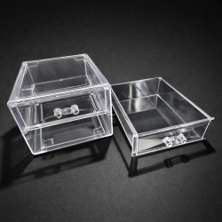 Contenitore in plexiglass trasparente impilabile a 2 cassetti