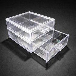Contenitore in plexiglass trasparente impilabile a 2 cassetti