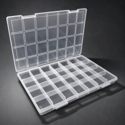 Scatola in plastica per la conservazione dei gioielli con 28 scomparti 28,5x19,5x2 cm