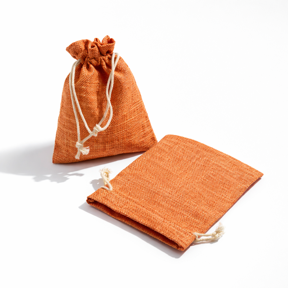 10 grandi sacchetti in juta color arancione 20x30 cm
