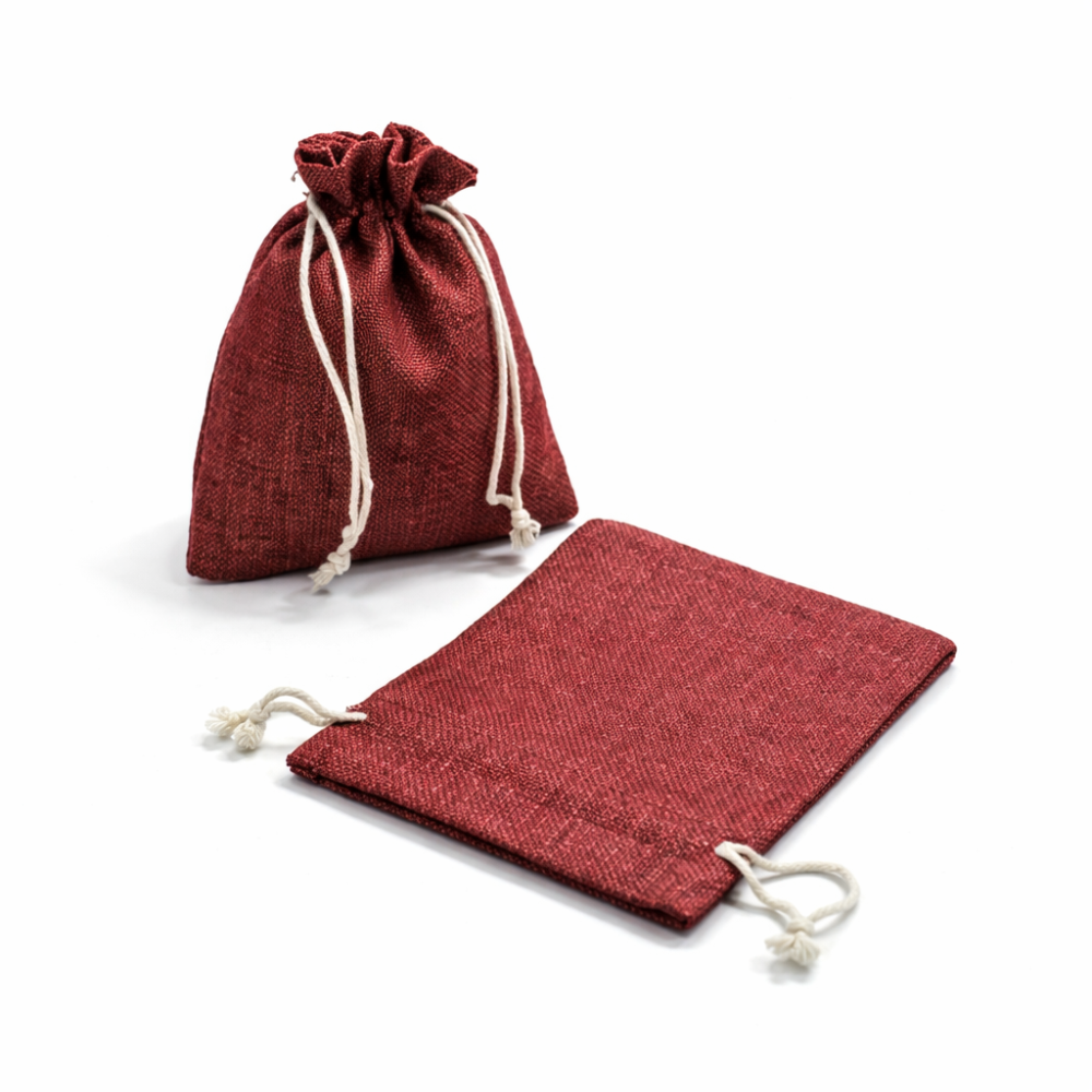 10 grandi sacchetti in juta color rosso bordeaux 20x30 cm