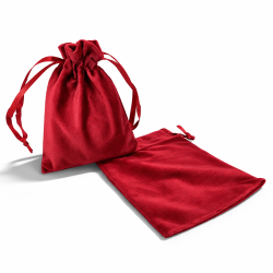 10 sacchetti in velluto con chiusura a lacci 12x15 cm - Rosso bordeaux