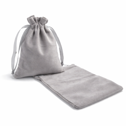 10 piccole pochette in velluto con lacci 7x9 cm - Grigio argento