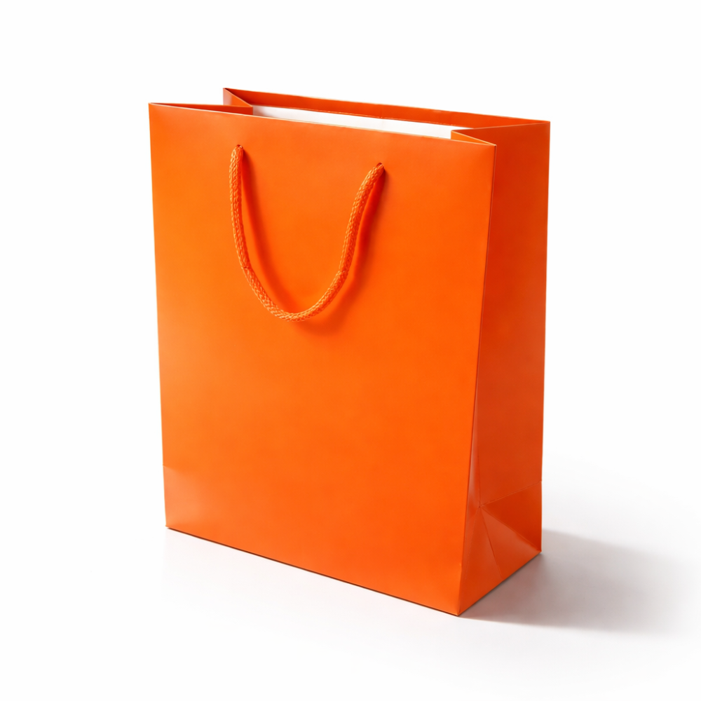 Set di 12 sacchetti regalo color arancione brillante 18x10x23 cm