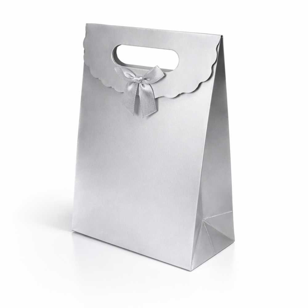 12 scatole regalo con velcro 12,5x6x16 cm - argento