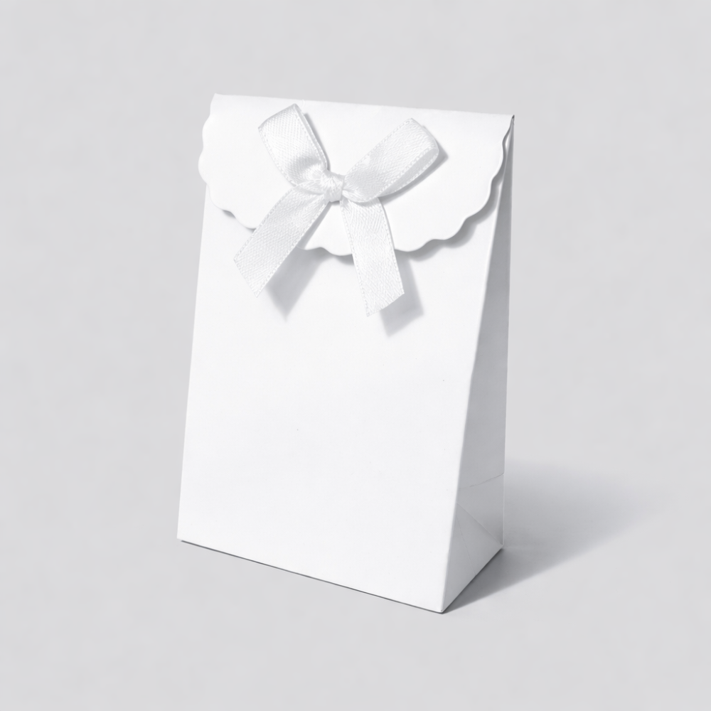 12 bustine regalo per gioielli con chiusura in velcro 7,5x4x10,5 cm - bianco