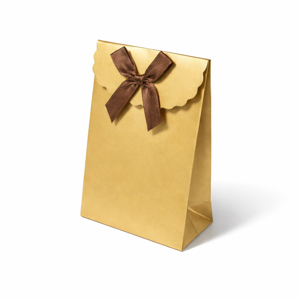 12 bustine regalo per gioielli con velcro 7,5x4x10,5 cm - dorate
