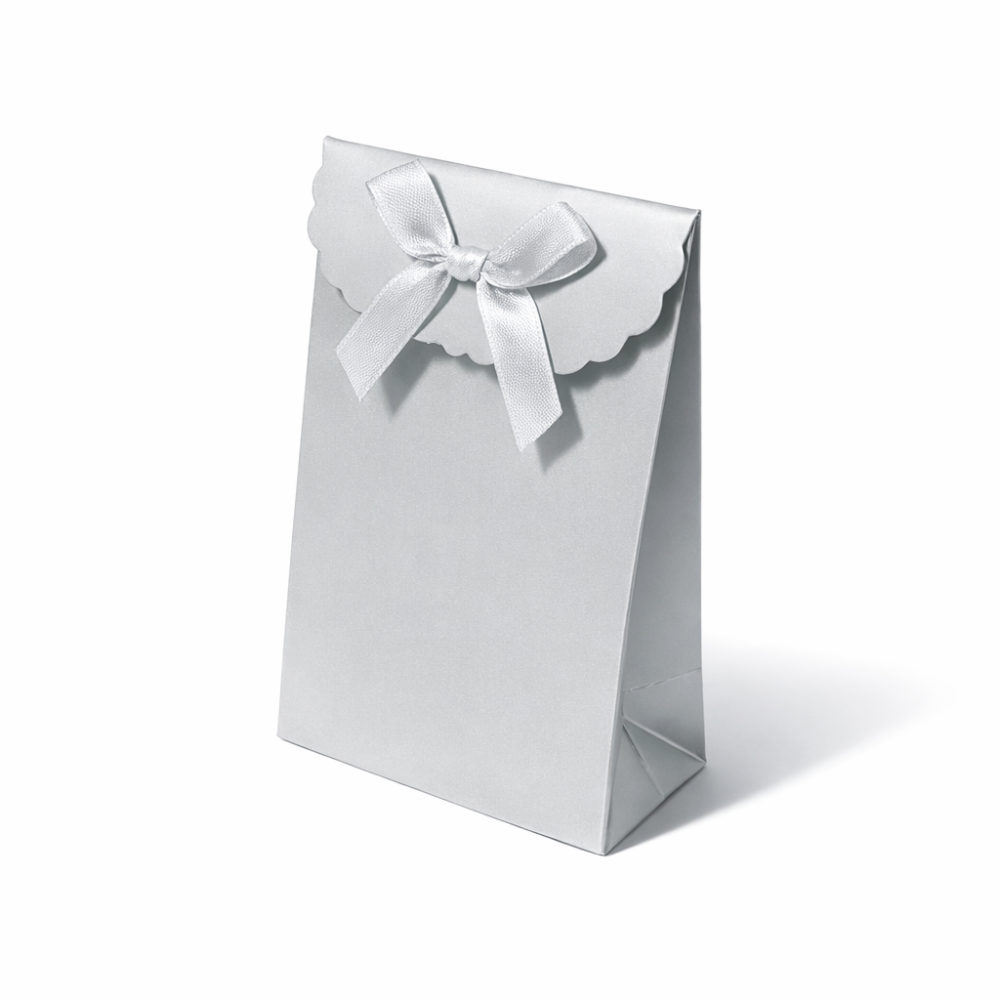 12 bustine regalo per gioielli con chiusura in velcro 7,5x4x10,5 cm - argento