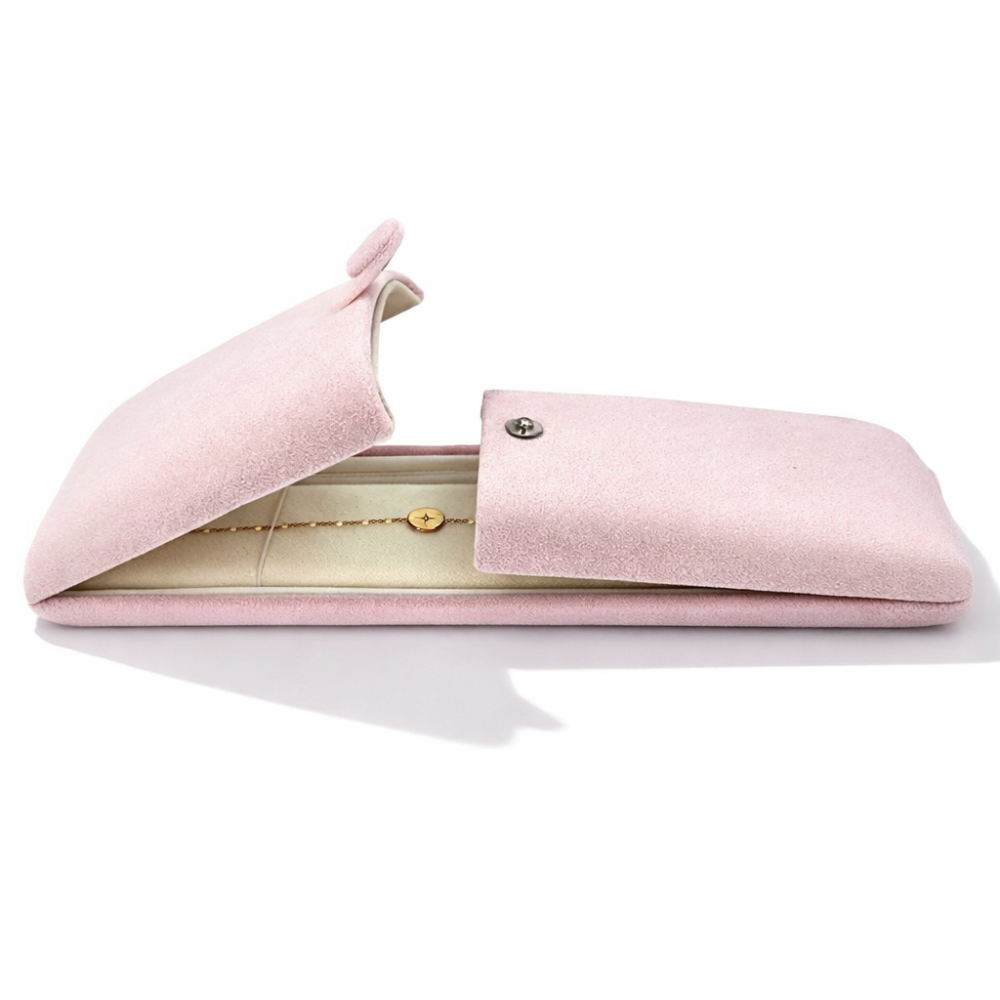 Astuccio da gioielleria in velluto rosa, scatola di lusso per orologi.