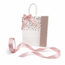PACCHETTO SAN VALENTINO: 12 astucci lunghi color oro rosa + nastro di raso + 12 BORSE IN OMAGGIO