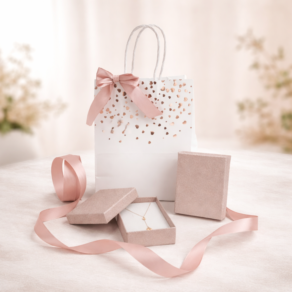 PACCHETTO SAN VALENTINO 24 piccoli cofanetti in oro rosa e 12 SACCHETTI IN OMAGGIO