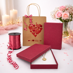 PACCHETTO SAN VALENTINO: 12 grandi cofanetti rossi + nastro bordeaux + 12 BUSTINE "I LOVE YOU" IN OMAGGIO