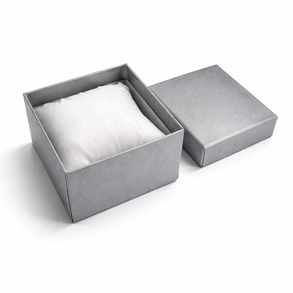 6 astucci per orologi con cuscino bianco 9x5,5x9 cm - grigio chiaro