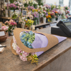 PACCHETTO PER FIORISTI: 18 sacchetti kraft per fiori (3 misure) + carta da imballaggio - 6 SACCHETTI GRANDI IN OMAGGIO