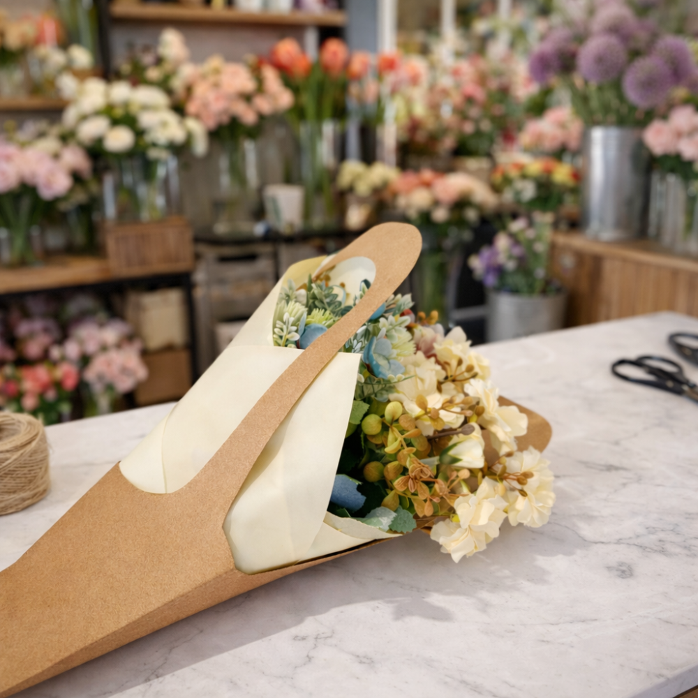 PACCHETTO 18 sacchetti kraft per fiori e carta color vaniglia - 6 GRANDI IN OMAGGIO