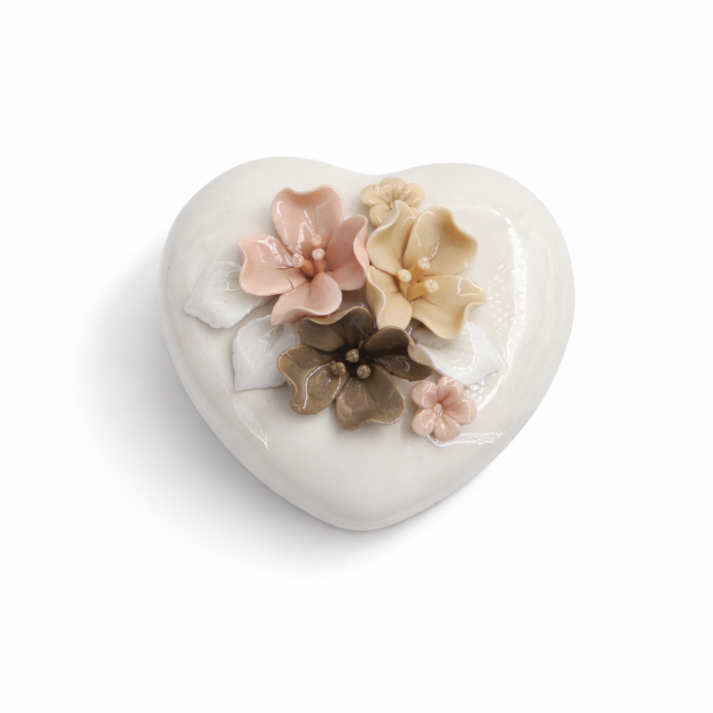 SET DECORATIVO IN CERAMICA: Vaso a forma di palla e portagioielli a forma di cuore IN OMAGGIO