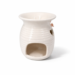 Piccolo portacandela in ceramica bianca con motivo a rose