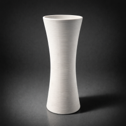 Vaso a clessidra bianco in ceramica scolpita - 25 cm