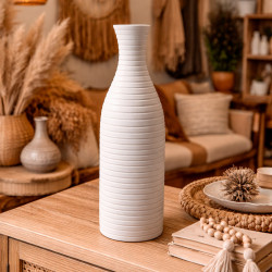 Grande vaso bianco da 33,5 cm a forma di bottiglia