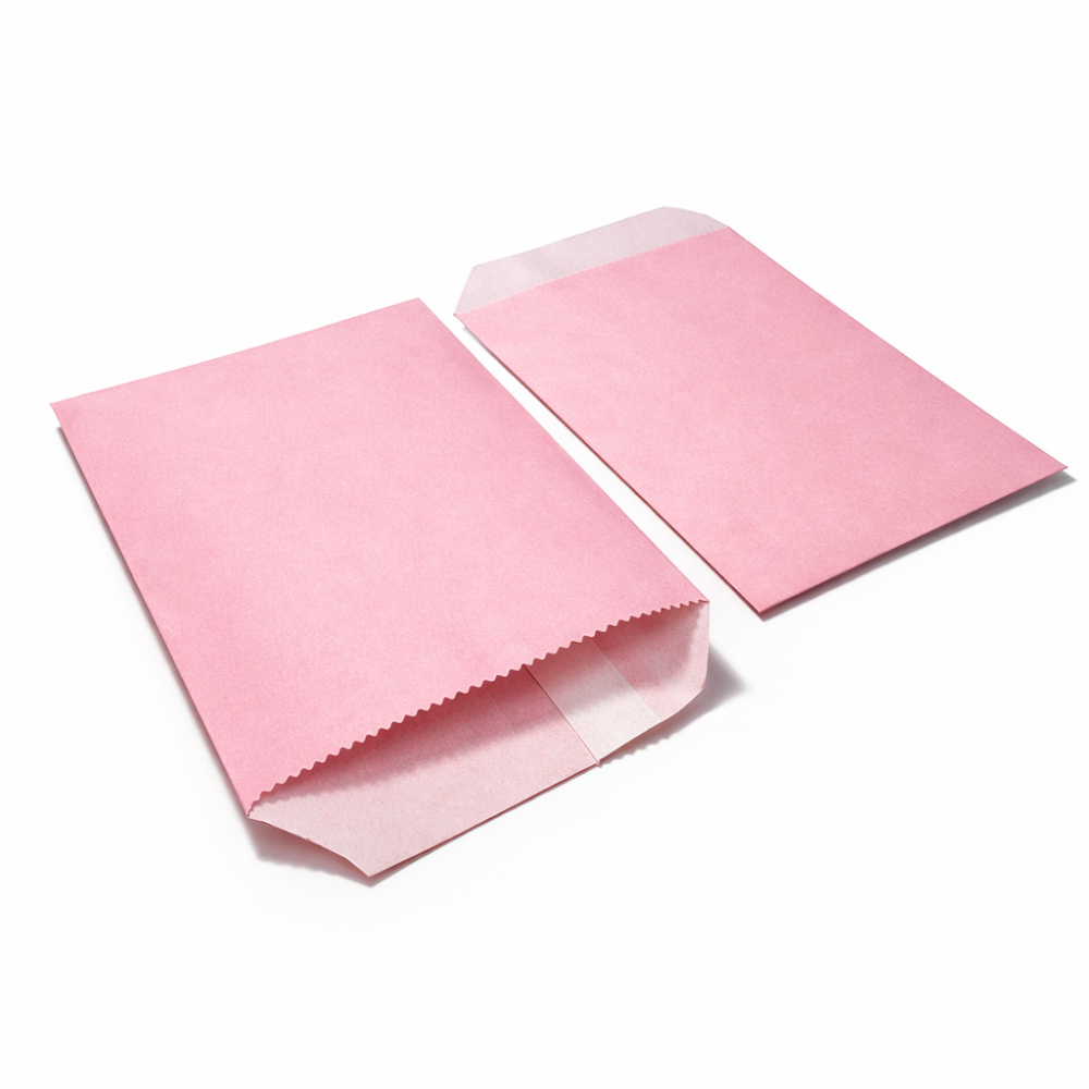 Set di 100 sacchetti regalo in carta kraft rosa chiaro a tinta unita 16x23 cm