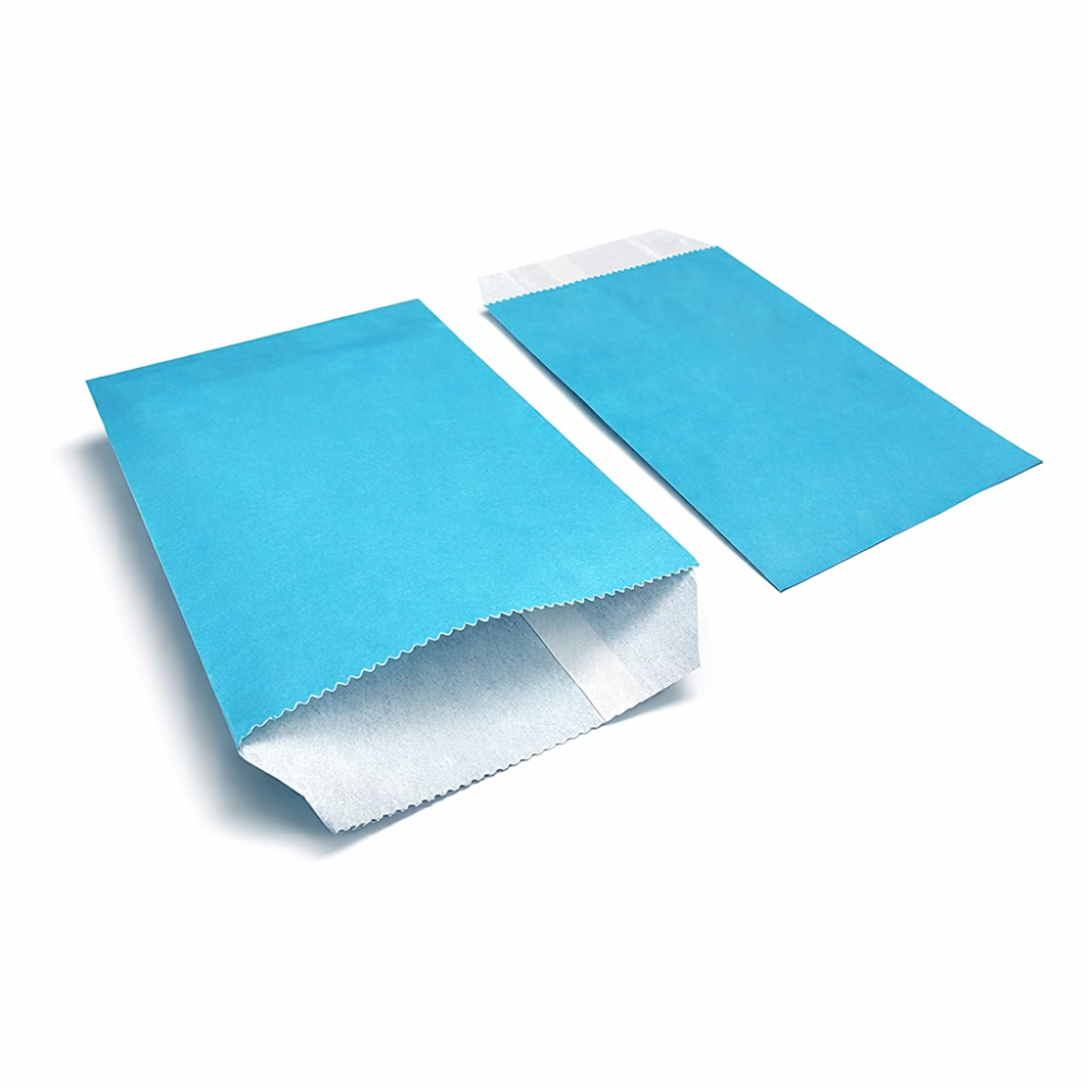 100 bustine regalo in carta kraft blu azzurro 13x18 cm
