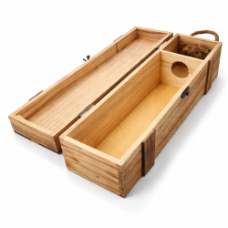 Scatola in legno per 1 bottiglia con chiusura a gancio 10x35x10 cm