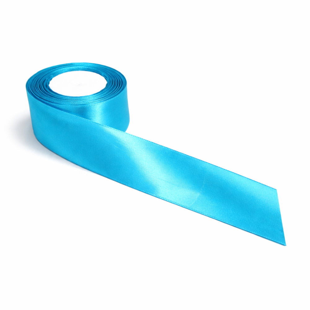 Rotolo di nastro satinato largo 4 cm - Blu ciano