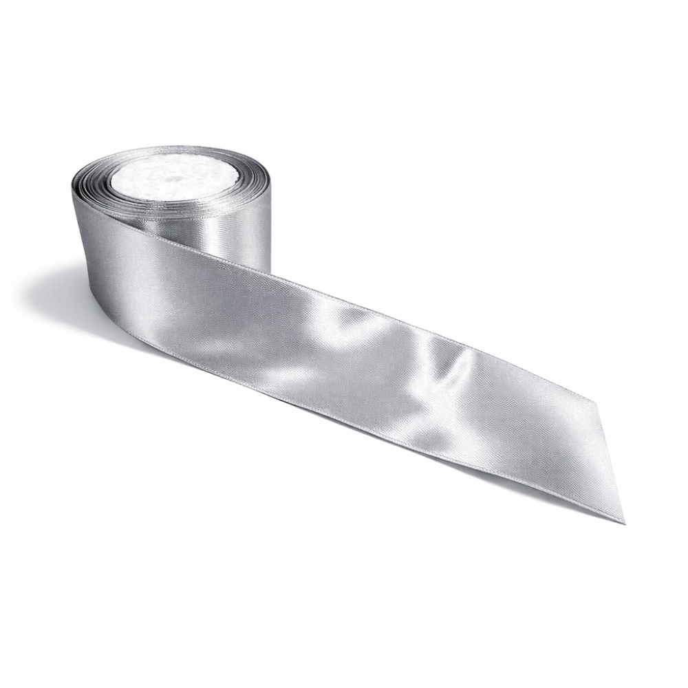 Bobina di nastro satinato largo 4 cm - Argento