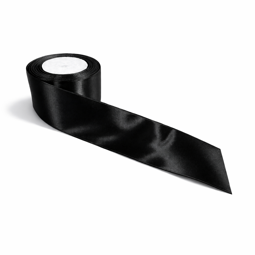Rotolo di nastro satinato largo 4 cm - Nero