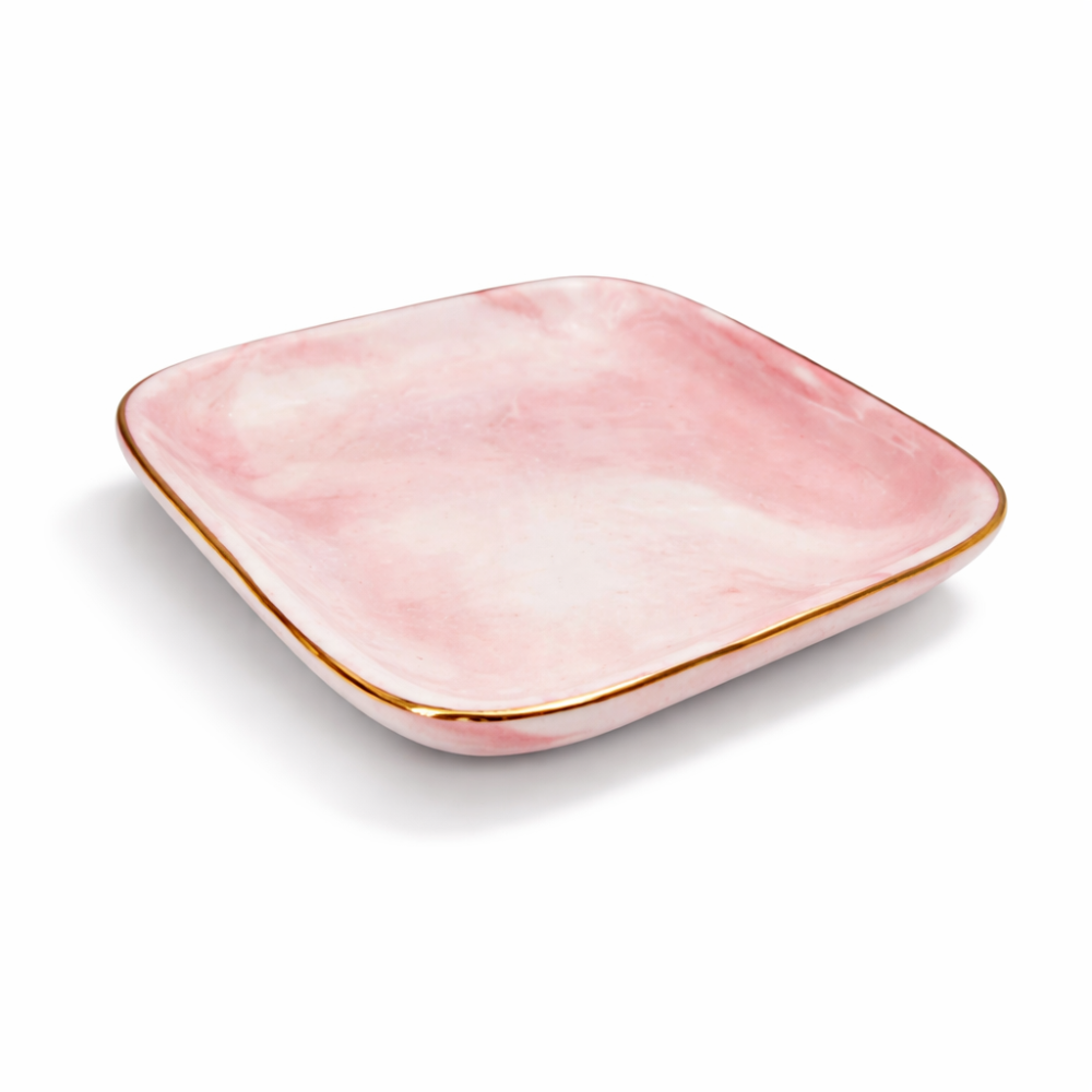 Mini coppetta in ceramica effetto marmorizzato rosa chiaro, coppetta decorativa