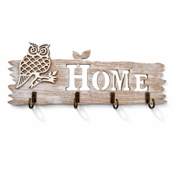 Portachiavi da parete effetto legno chiaro "Home" con motivo gufo