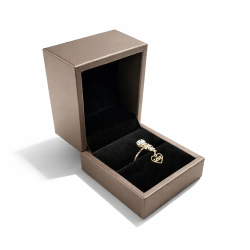 Porta anelli effetto similpelle beige champagne 6x6,5x5 cm