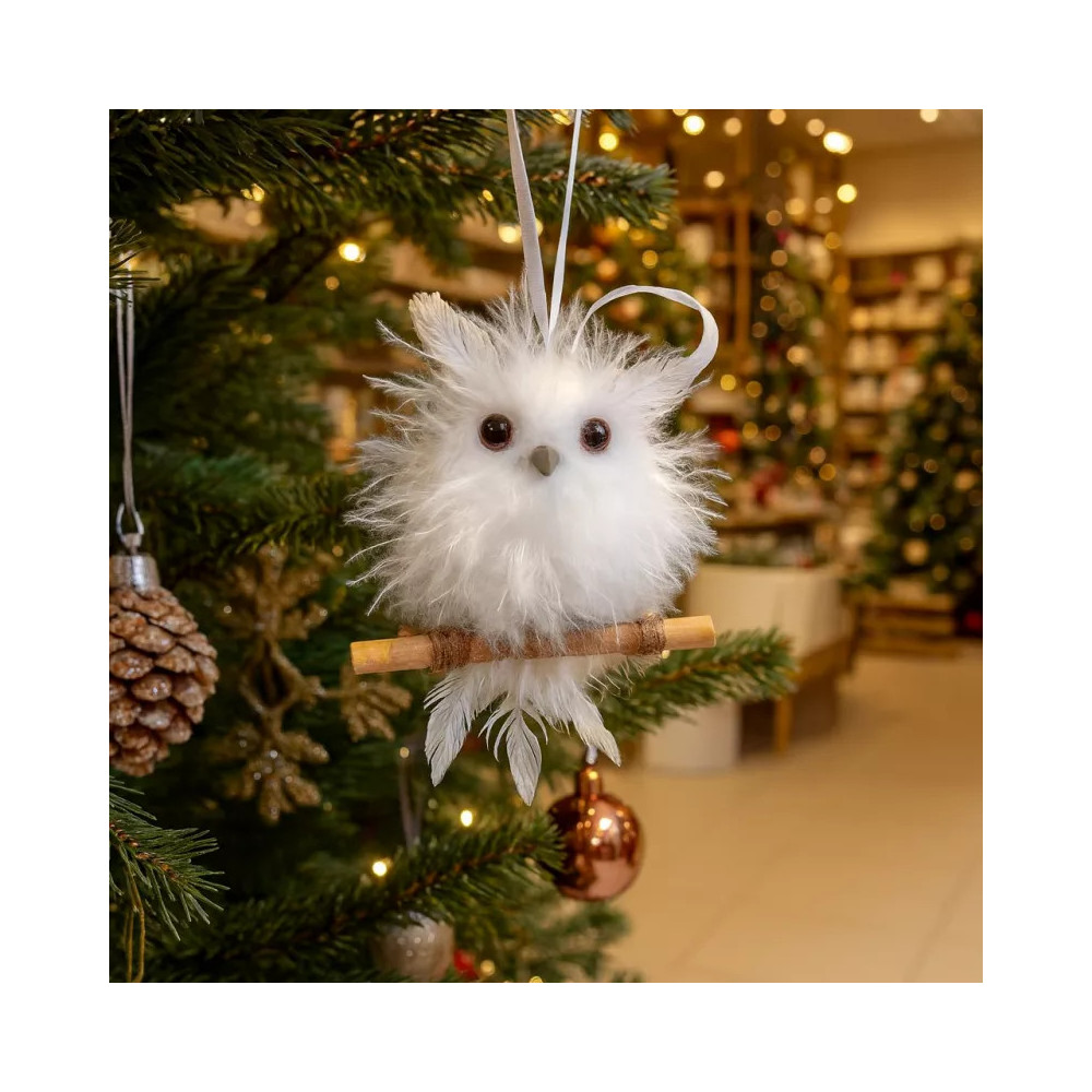 Decorazioni albero gufi in polistirolo grigio, confezione da 15 pezzi