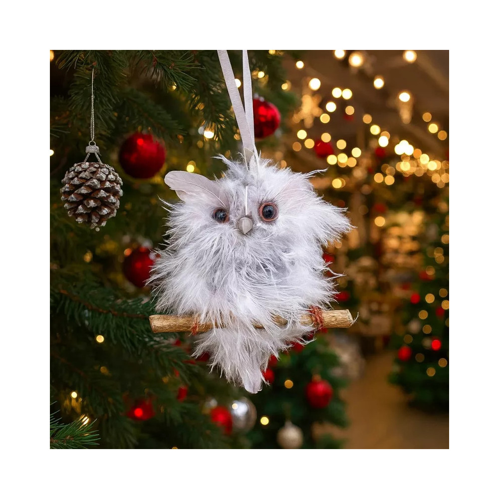 Decorazioni albero gufi in polistirolo grigio, confezione da 15 pezzi