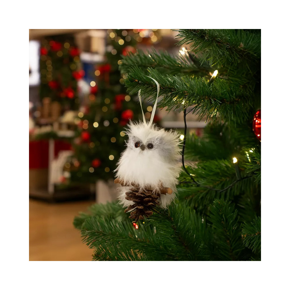 Decorazioni albero gufi in polistirolo grigio, confezione da 15 pezzi