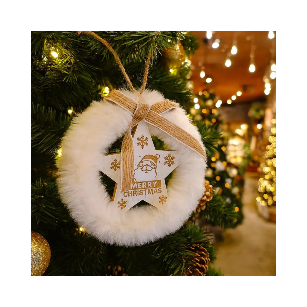 Decorazioni albero legno pelliccia nordica, confezione 12 di cui 6 in omaggio