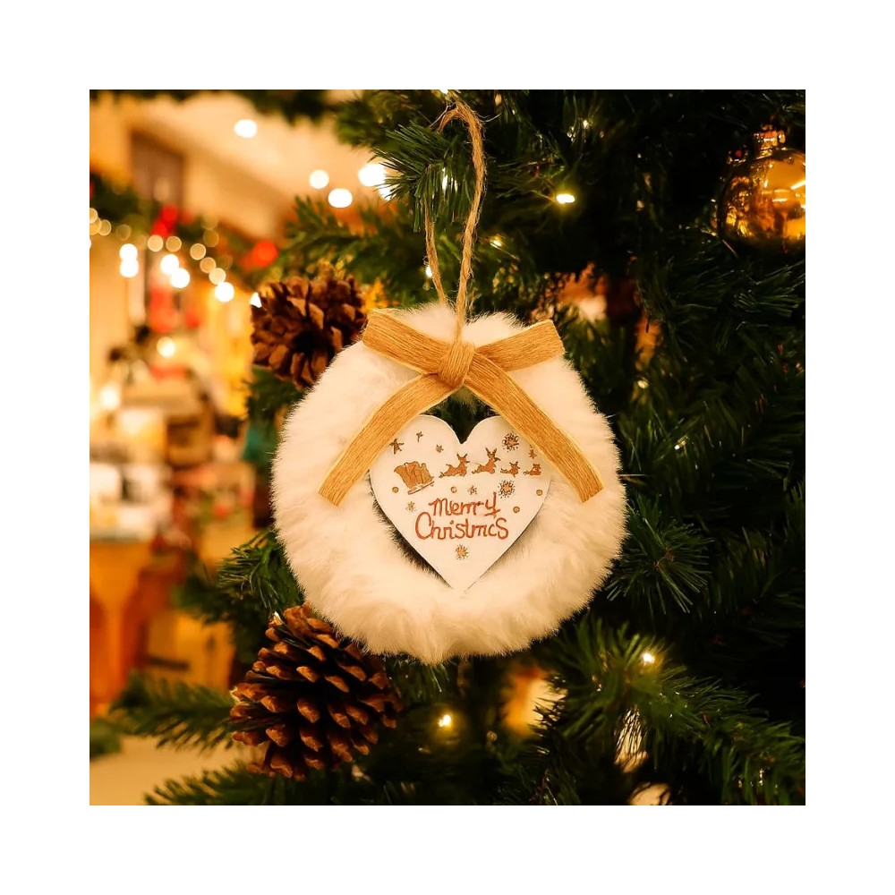 Decorazioni albero legno pelliccia nordica, confezione 12 di cui 6 in omaggio