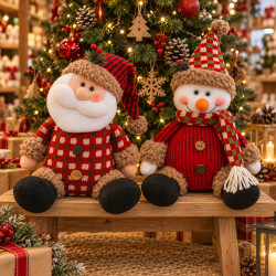 Duo «Giganti Rossi»: grandi peluche Babbo Natale e Pupazzo di neve 47 cm, il 2° a -50%
