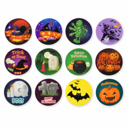 Rotolo di etichette rotonde Halloween - 12 modelli assortiti