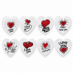 Etichette cuore San Valentino «I Love You» – 8 modelli assortiti