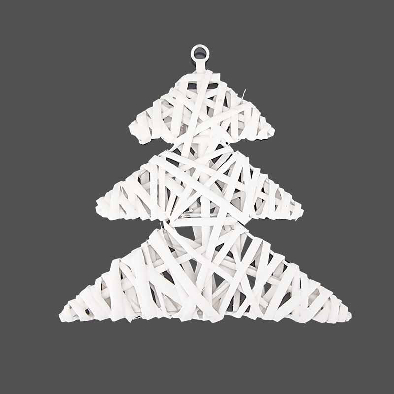 Petit sapin en osier à suspendre 15x16cm - blanc
