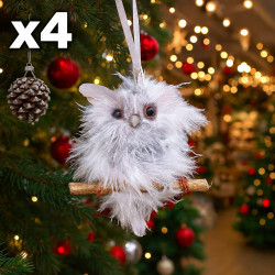 Lotto di 4 gufi grigi per albero di natale, 2 OMAGGIO
