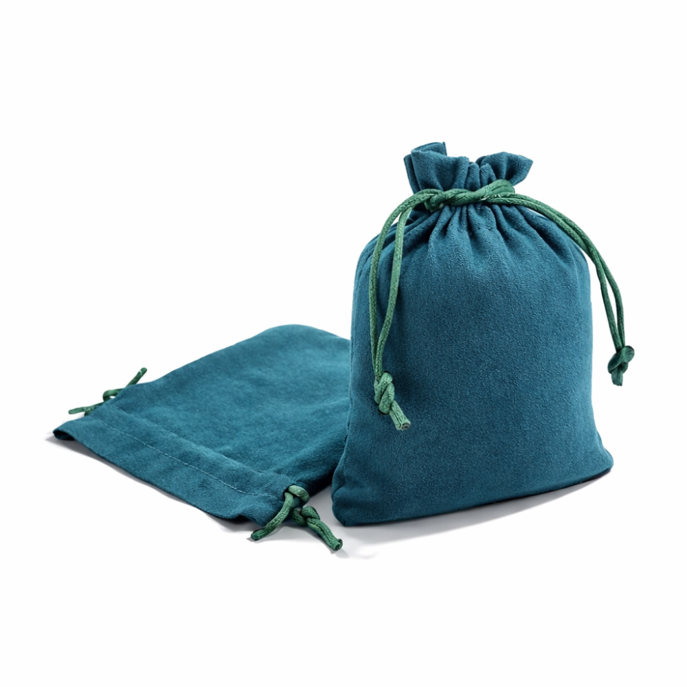 Lotto da 5 pacchi da 10 grandi borse in alcantara 14x20 cm, verde smeraldo (50 borse) : -50 %